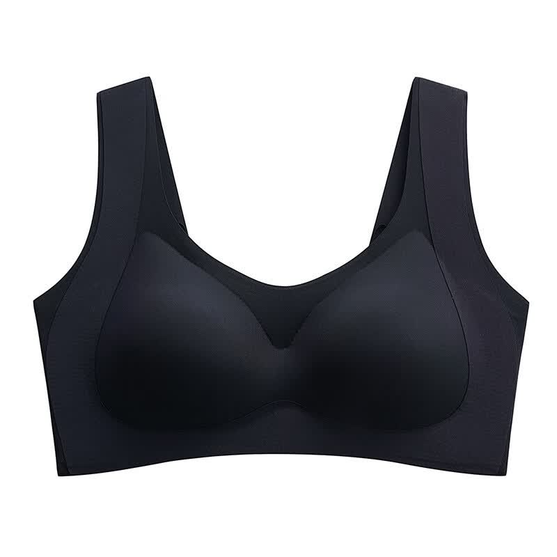凯媄姻(KAYMIENN)小红书无痕内衣女薄款大胸显小上托提拉带微调整型无钢圈文胸 黑色 XL 【120-145斤】