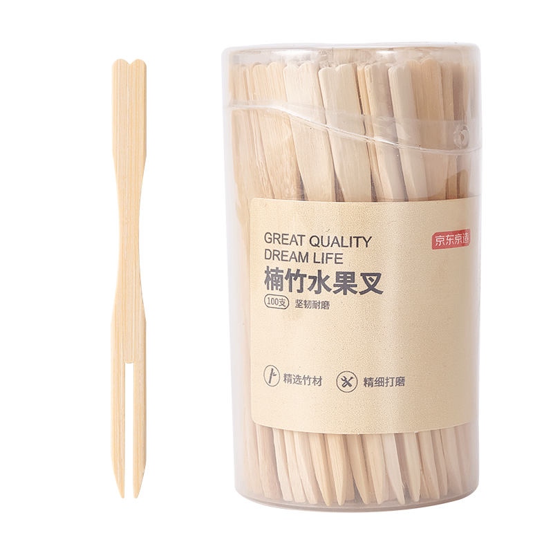 京东京造 一次性水果叉 叉子食品级家用天然楠竹【光滑无毛刺】100支