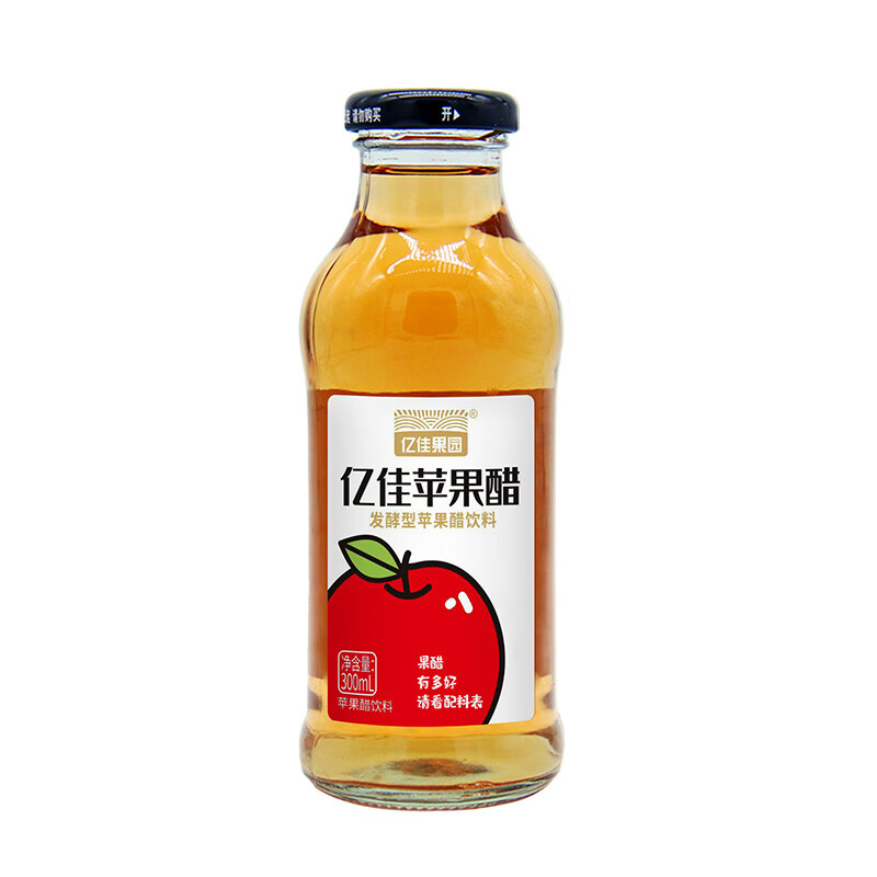 亿佳果园 苹果醋饮料整箱家庭装300mL*12瓶玻璃瓶 酸甜可口