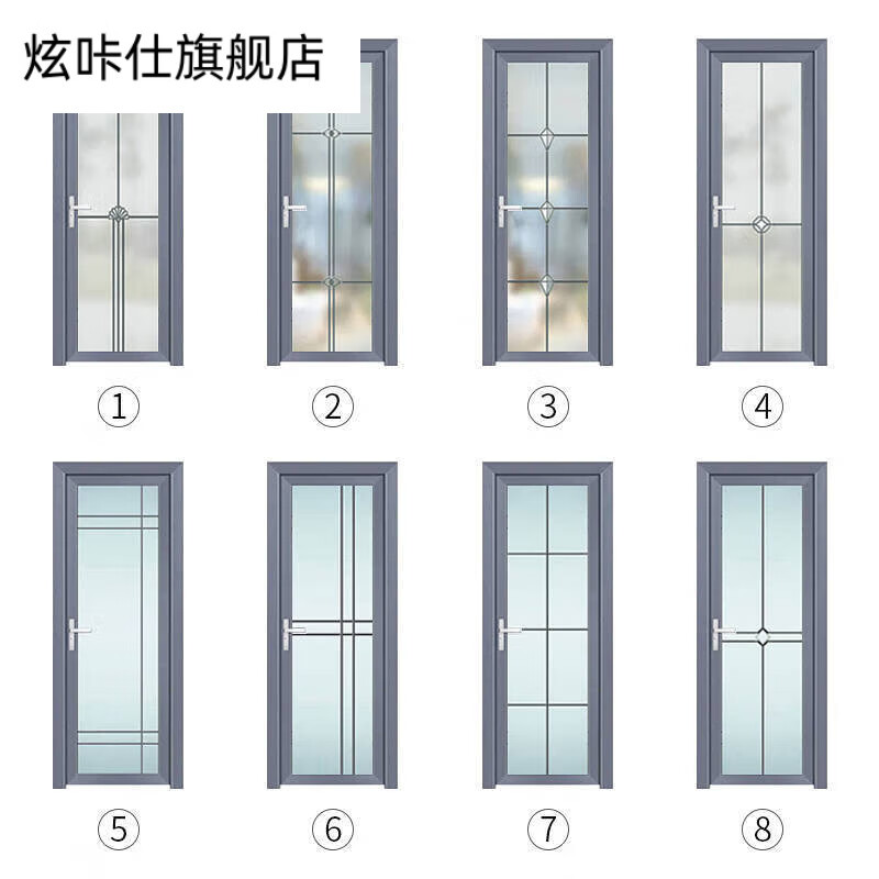 維諾亞定制中窄平開(kāi)門(mén)化玻璃門(mén)鋁合金衛(wèi)生間門(mén)浴室廚房門(mén)單門(mén)簡(jiǎn)約實(shí)用 長(zhǎng)城灰 1.0單包