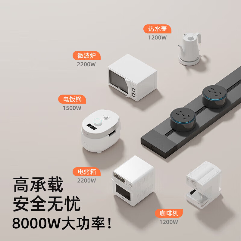 公牛王电器轨道插座德国品质电工可移动轨道插座明装式电力滑动导轨电源 黑色60CM轨道(五孔-带灯*3)黑色 e