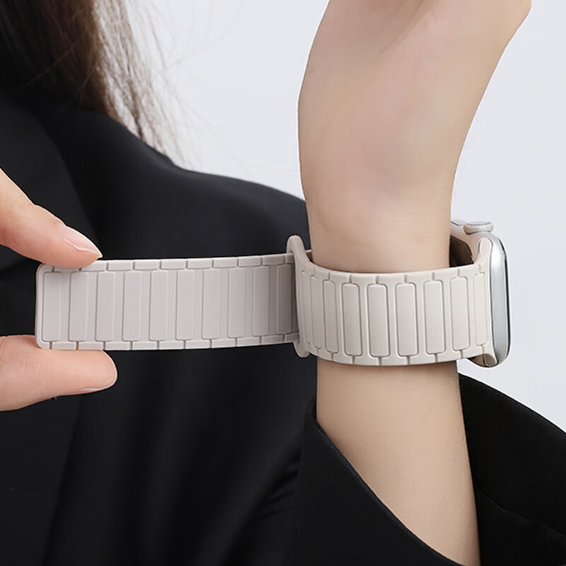 码仕适用苹果手表表带apple watch磁吸硅胶ultra3/2/iwatch s11/10/9/8/7/6/5/SE星光色38/40/41/42mm	