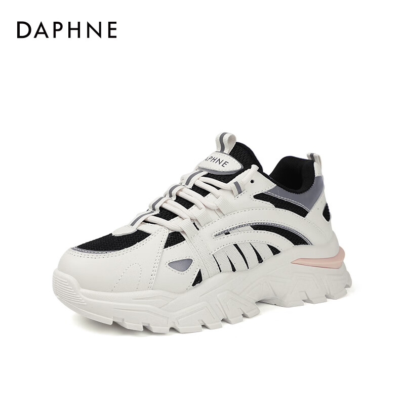 达芙妮（DAPHNE）女鞋增高小白鞋女透气鞋子女2021新款休闲运动鞋JL 米黑色 40