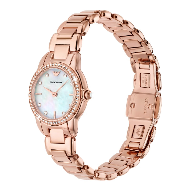 EMPORIO ARMANI阿玛尼手表官方正品手表女士白月光系列优送3.8女神节友礼物老婆 玫瑰金AR11671 26mm