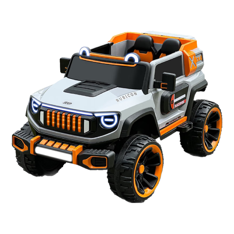 薩瑪特兒童電動(dòng)車超大號(hào)可坐雙人吉普四輪越野車大人帶小孩嬰兒遙控童車 中配+白色+皮座+軟輪+12V10A電瓶