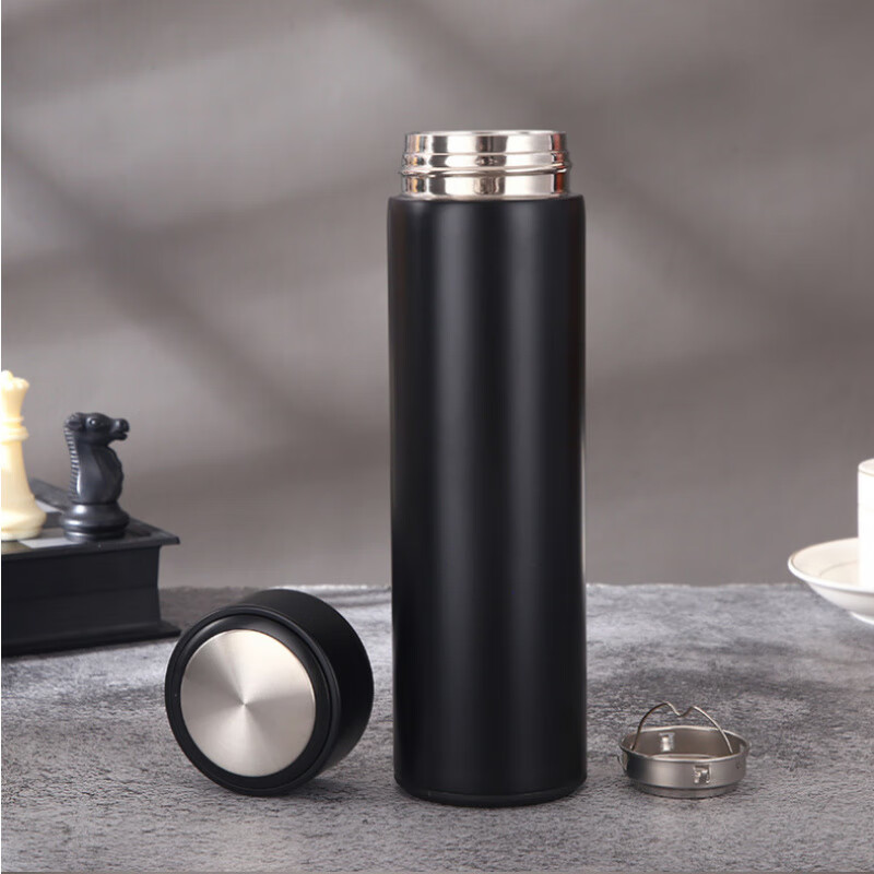 胖东来同款316智能温度显示不锈钢保温杯水杯男女士礼品 老款普通黑色 500ml