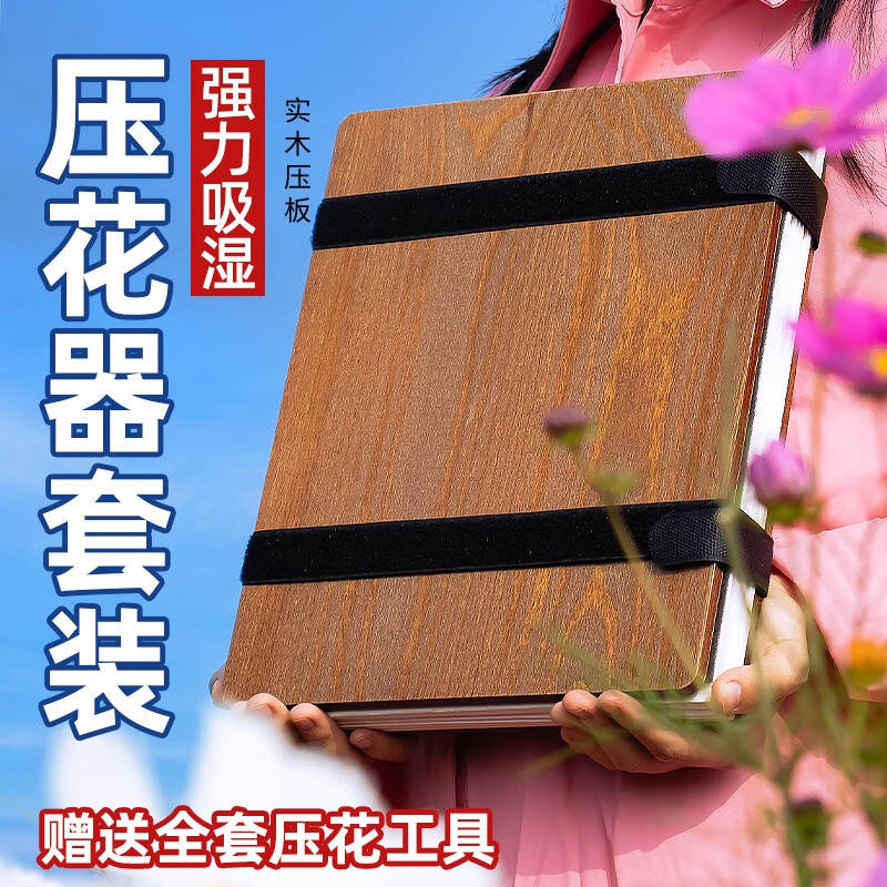 京乜收集春天手工DIY压花器植物标本制作工具押花器板手工diy自制干花树叶标本材料包 15*15c实木压花器套装（可压5层）