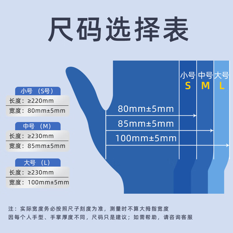 亿信医用检查手套一次性使用无菌橡胶麻面无粉检查手套家用防护手套 L码大号100只