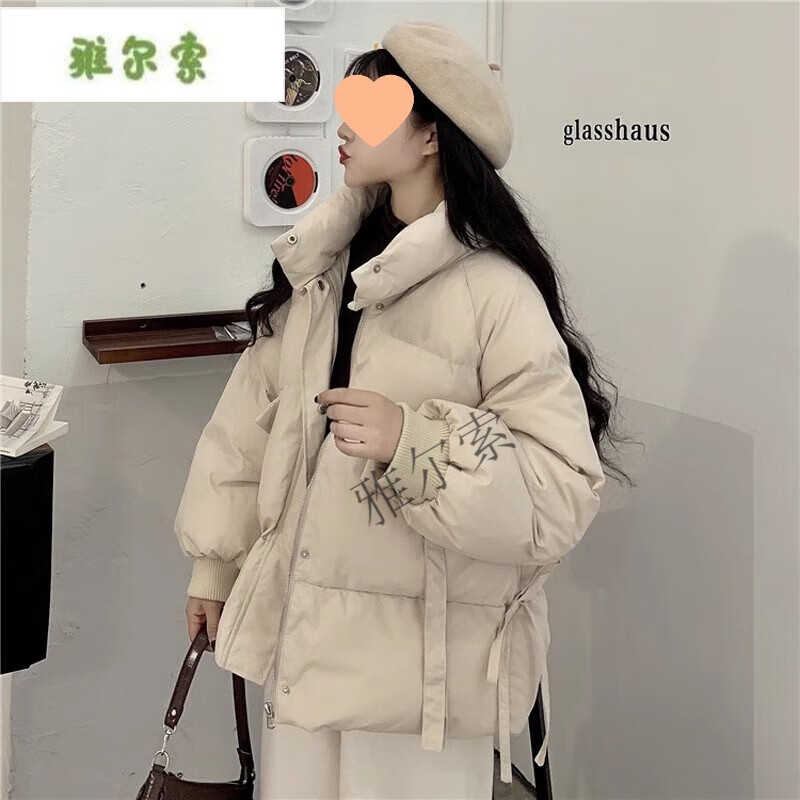 雅尔索棉服少女冬装棉袄2025新款初中高中学生韩系短款加厚棉衣外 杏色【秋冬女装新款外套女冬季冬天外套女新款新款棉 S
