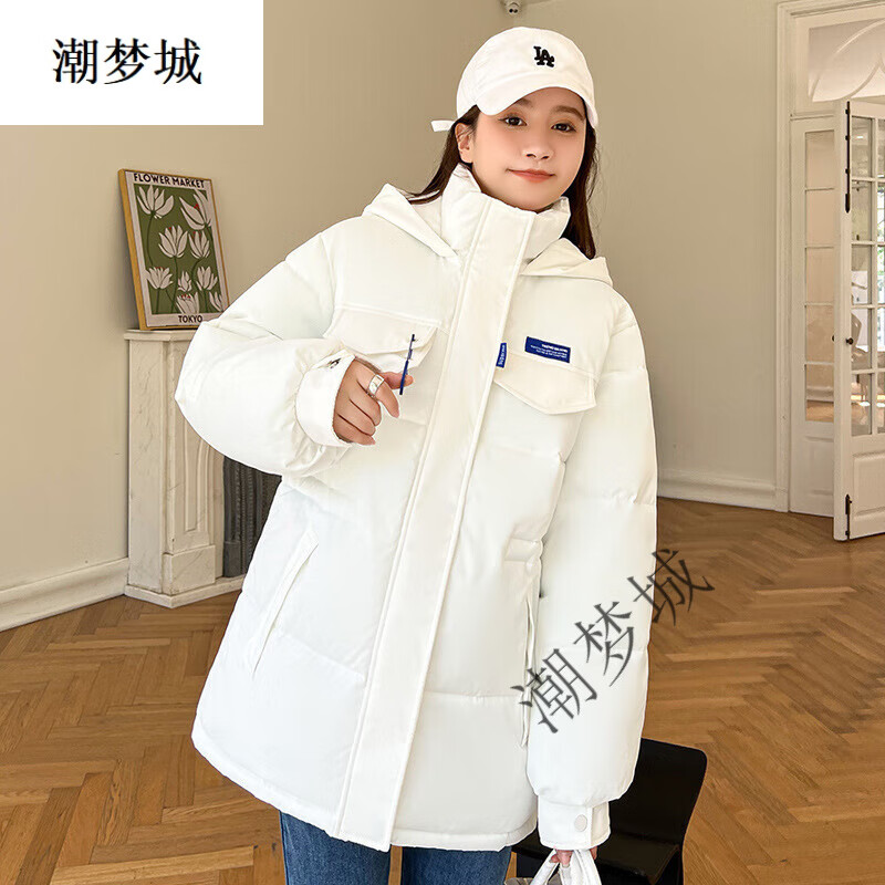 潮梦城棉服女2025新款短款面包服女学生韩版宽松外套潮ins冬季洋 白色 M