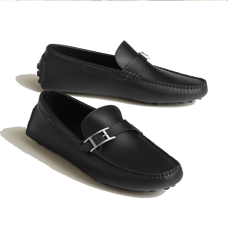 爱马仕(hermes)男鞋新款豆豆鞋驾车鞋一脚蹬莫卡辛鞋hapi搭扣小牛皮