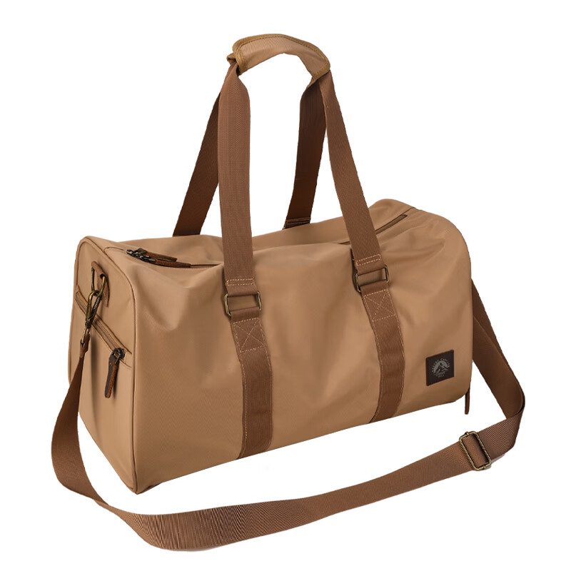 新潮代旅行包男士大容量手提健身包干湿分离男短途旅行包行李运动斜挎包 卡其色
