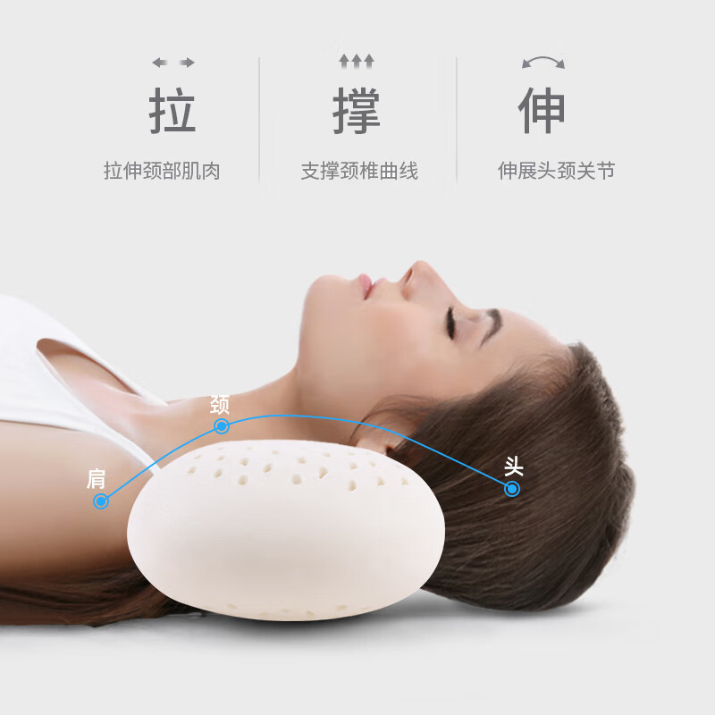 DEATKN德国高端乳胶枕成人枕头护颈枕圆柱颈椎枕小圆枕护颈天然橡胶睡眠 【8字型颈椎枕】-墨绿色棉枕套