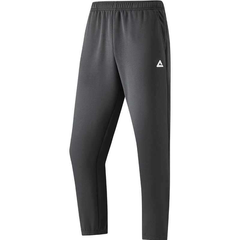 匹克针织运动裤男冬季跑步加绒梭织长裤休闲裤运动服男直筒裤束脚裤子 【秋冬加绒束脚裤4007】深灰 L (175)