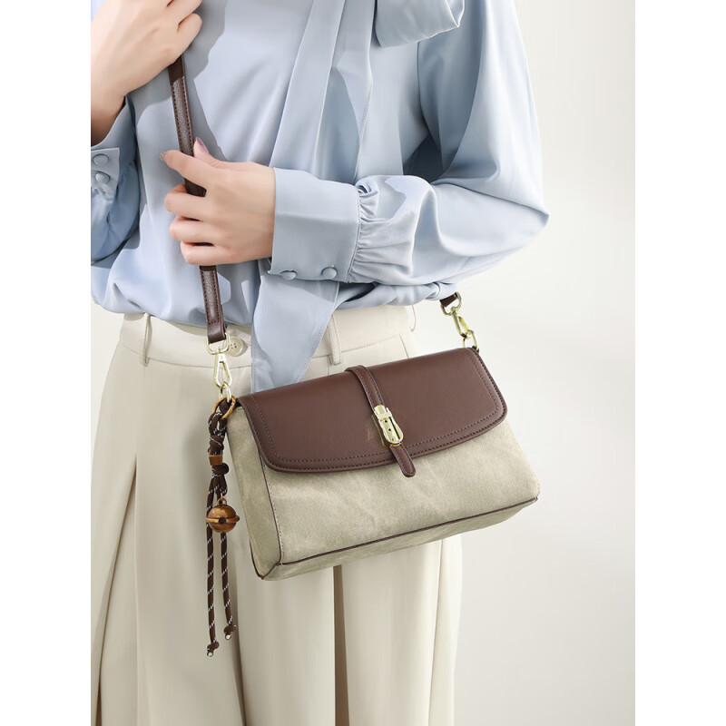 查瑞娜（ZAR&RUILR）小ck女包中年妈妈包包女士2025新款斜挎包大容量通勤单肩腋下包 咖啡色+礼盒(黑) 关注店铺送礼袋