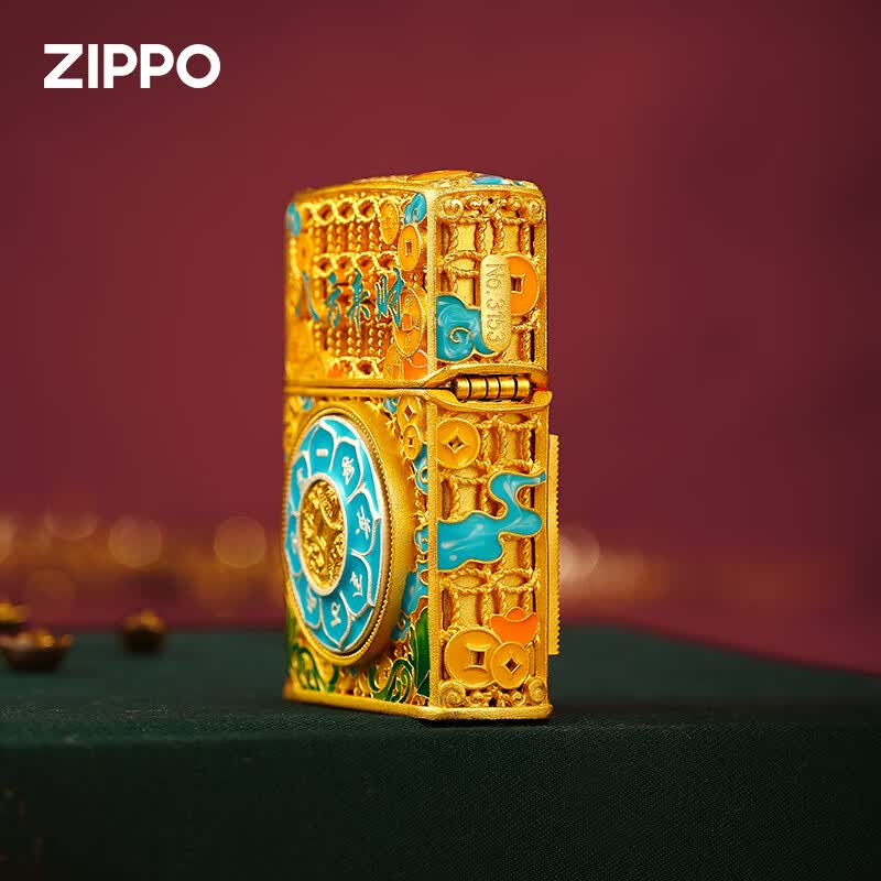 ZIPPO打火机zippo正品芝宝煤油防风镀金八方来财算盘520高级感男士礼物 镀金款【专属礼盒套装】