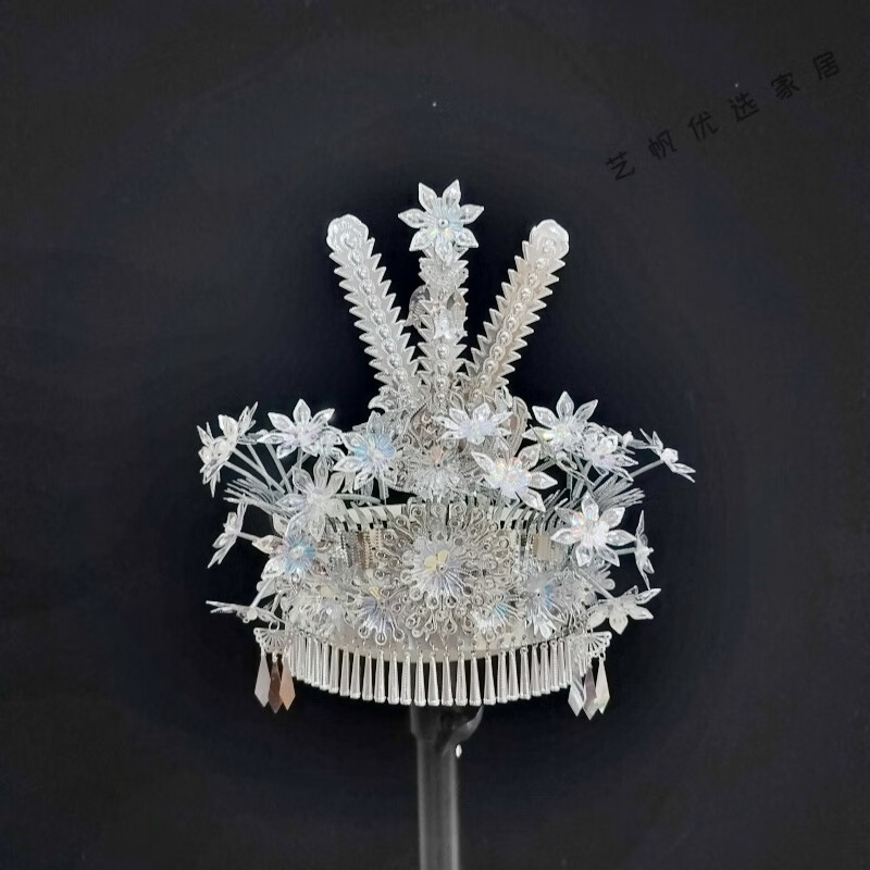 枫潇潇三月三壮族头饰56个少数民族服装帽子小公主银饰儿童新款不氧化