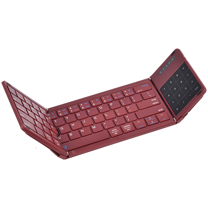 ANMV 蓝牙折叠键盘便携全尺寸办公无线鼠标套装 ipad平板MateXT手机Mac笔记本电脑数字键触控 红色【B707数字触控一体】双模键盘+蓝牙鼠标