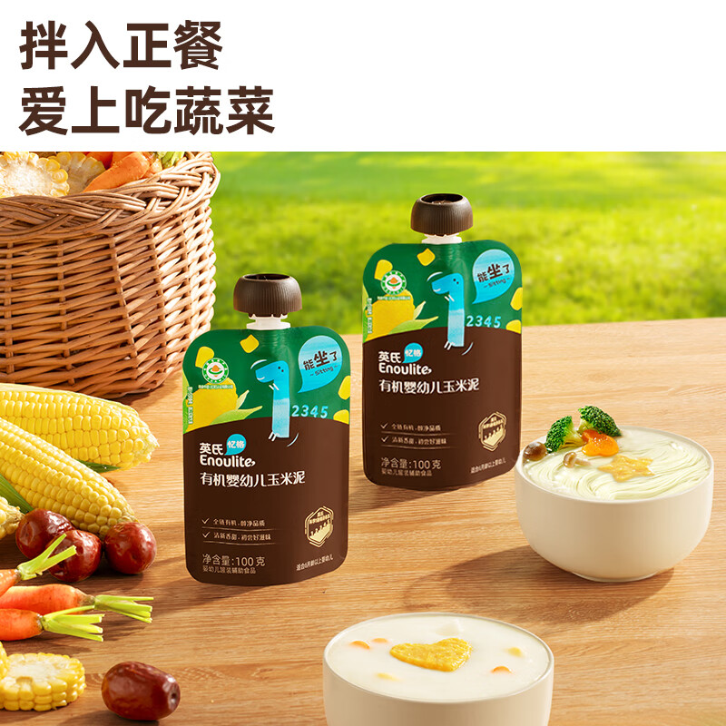 英氏 ENGNICE 【有机果泥专区】婴幼儿果泥多口味水果泥 婴儿辅食宝宝辅食 6月+ 有机婴标玉米 100g 1袋