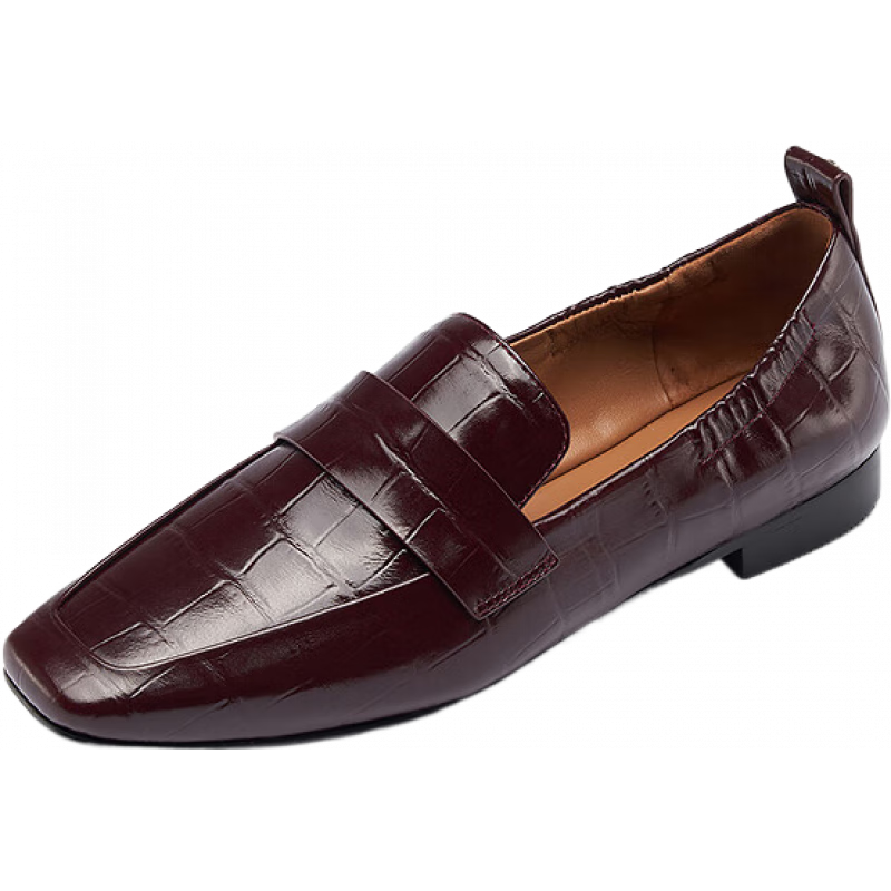 萊爾斯丹可頌家族2025新款真皮復(fù)古樂福鞋舒適小皮鞋單鞋女騏驥紅13001 安可拉紅 BOR 38 (240mm)