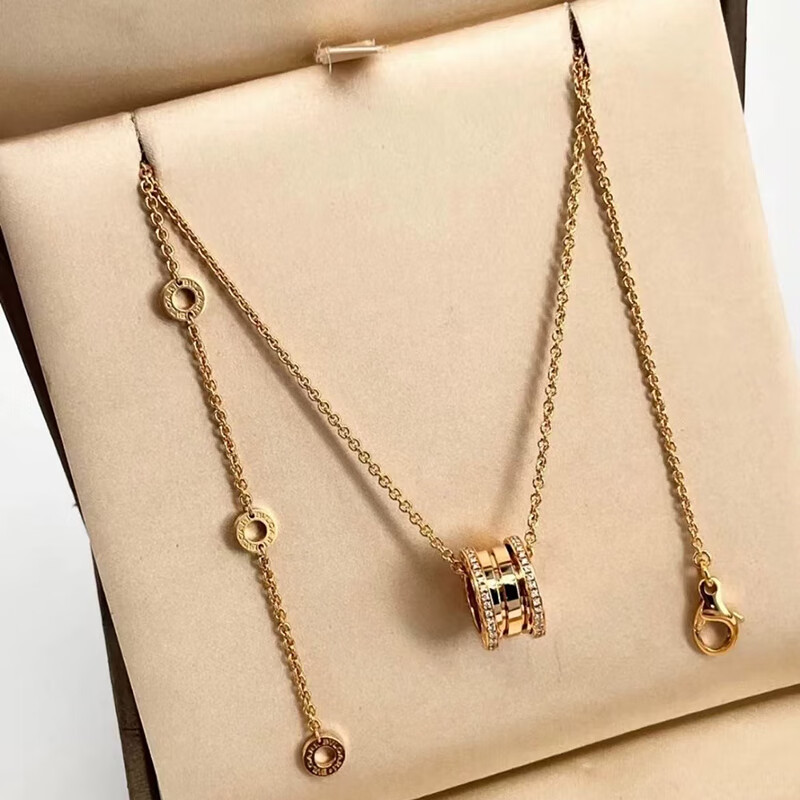 18k玫瑰金弹簧项链 黑陶瓷 白陶瓷 女士项链 二手奢侈品