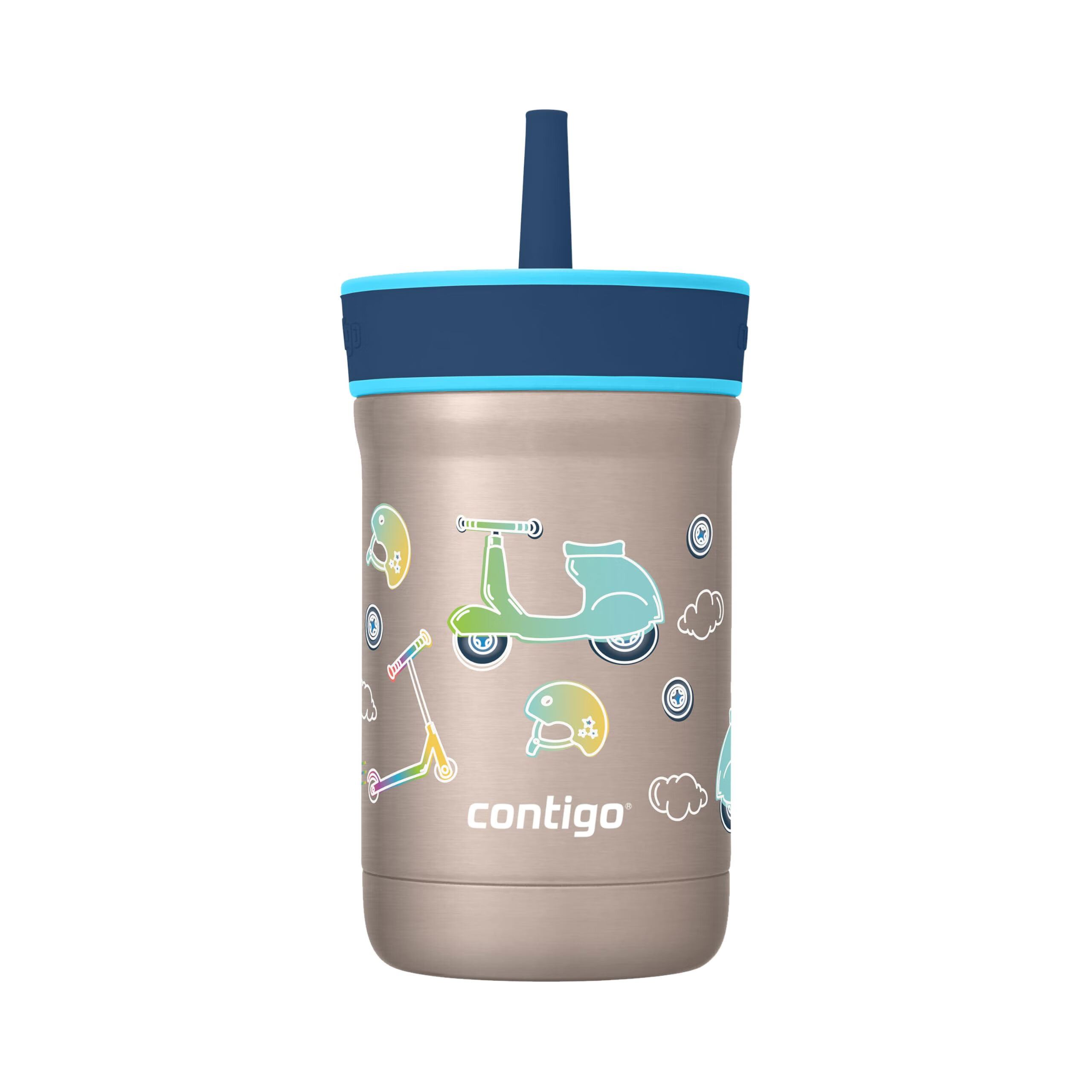 contigo 兒童不銹鋼吸管保溫杯 防漏設(shè)計 354ml 家用冷飲杯 3歲以上適用