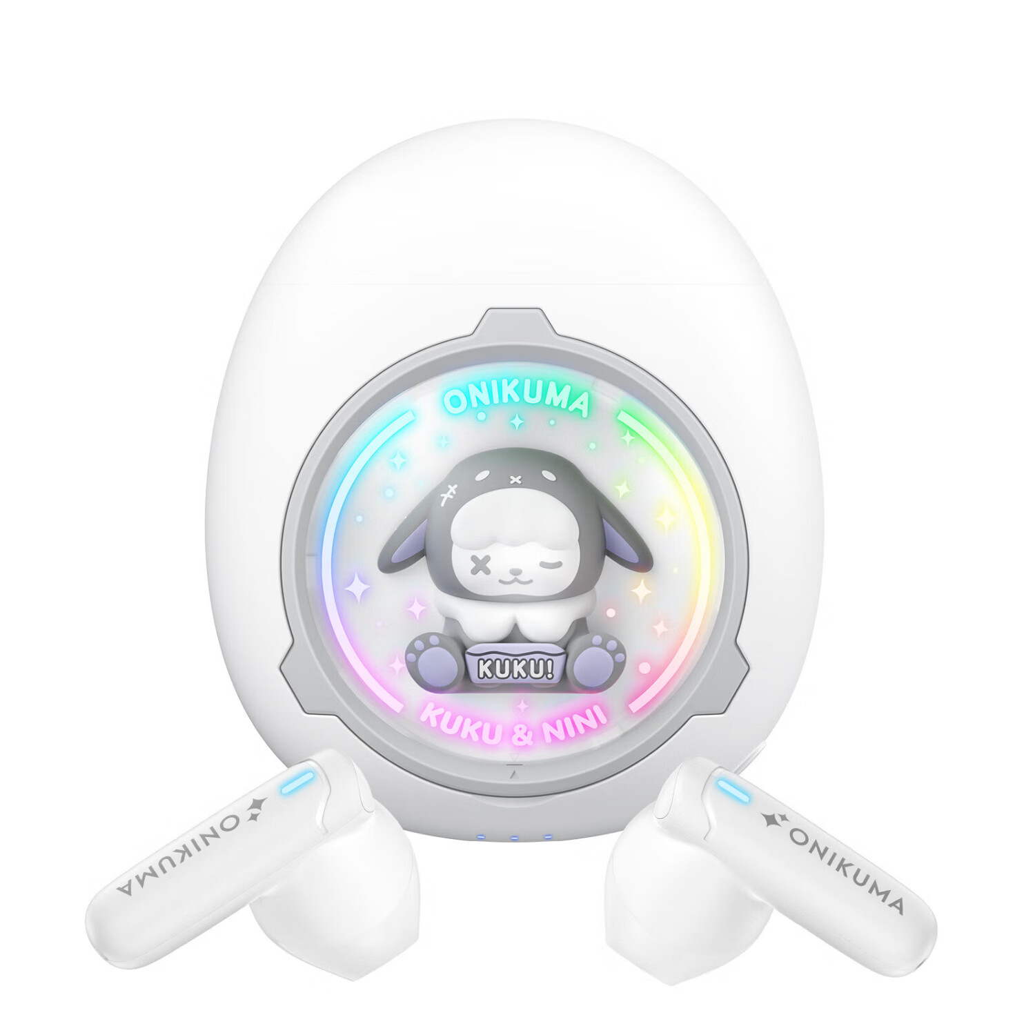 ONIKUMA【送女朋友礼物】新款蓝牙耳机高颜值女生可爱迷你游戏音乐运动游戏耳机生日礼物无线无延迟长续航 白色【萌宠太空舱】送替换玩偶