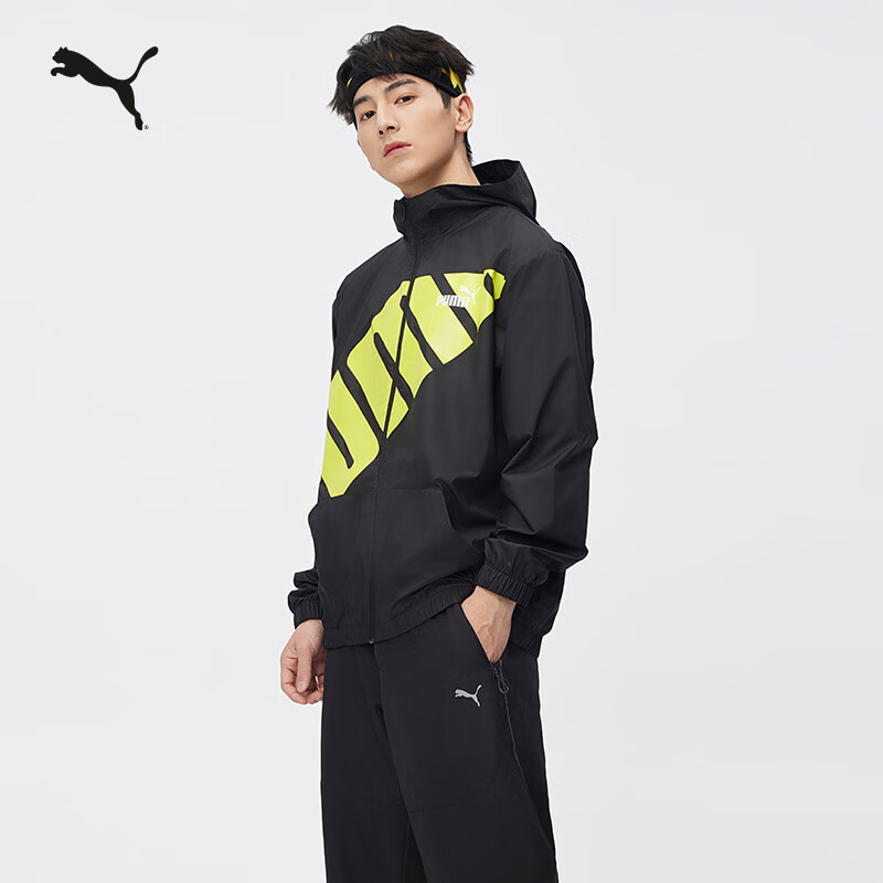 彪马（PUMA）户外美拉德风运动外套男官方新款秋季梭织连帽夹克628117 黑色-01 M (175/96A)