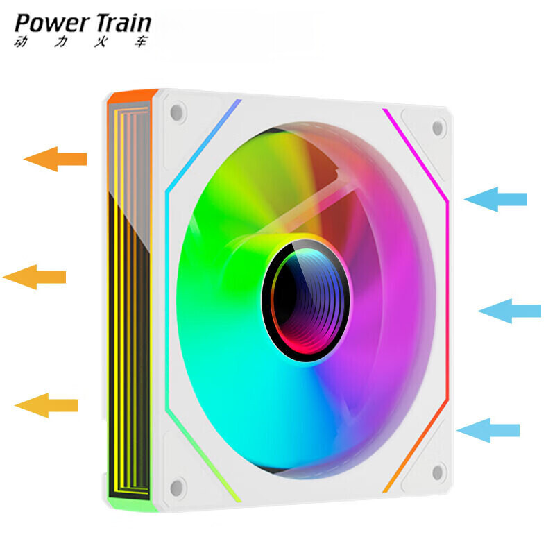 动力火车（PowerTrain）4pro棱镜四代凤彩机箱风扇12cm台式机ARGB神光同步PWM串联棱镜6pro反叶4pin棱镜7pro电脑散热风扇 棱镜7PRO 正叶ARGB白色