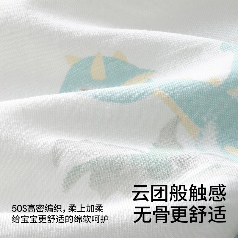 贝肽斯婴儿衣服夏季薄款透气短袖连体衣纯棉a类新生幼儿宝宝睡衣 花间清梦 66cm