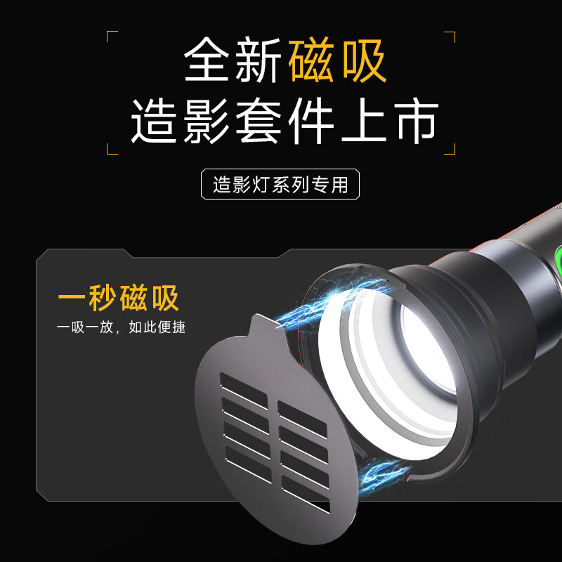 斯丹德Z10摄影手电筒补光灯四色便携小型造影打光聚光筒灯拍照手电束光筒适用直播间影棚器材手持发丝灯 10W标配+造型片(磁吸版)+二代收纳包