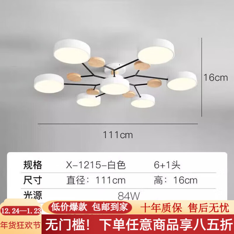 欧普灯客厅灯简约吸顶灯客厅吊灯2024新款轻奢个性卧室餐厅吊灯 白色6