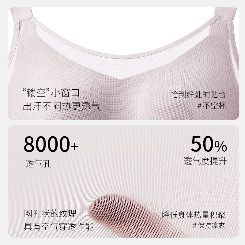 千奈美抹胸防走光内衣女气大胸显小无钢圈薄款收副乳全罩杯文胸罩 风铃灰 80B C