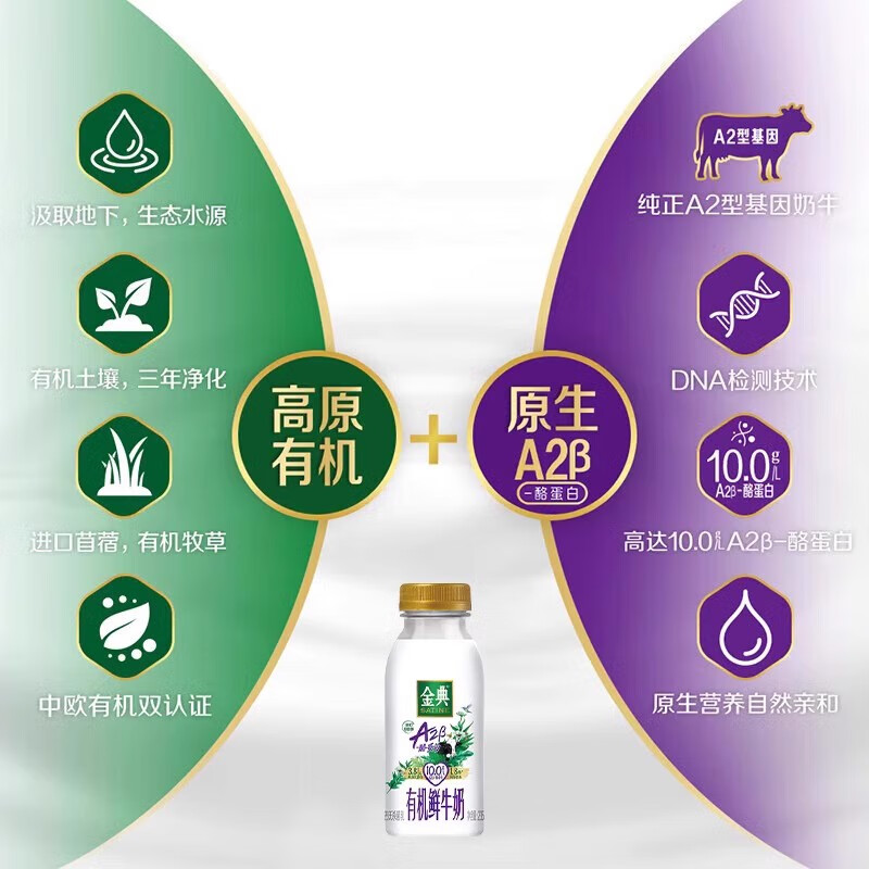 伊利金典鲜牛奶235ml*7瓶+A2有机235ml*2瓶低温牛奶儿童纯牛奶