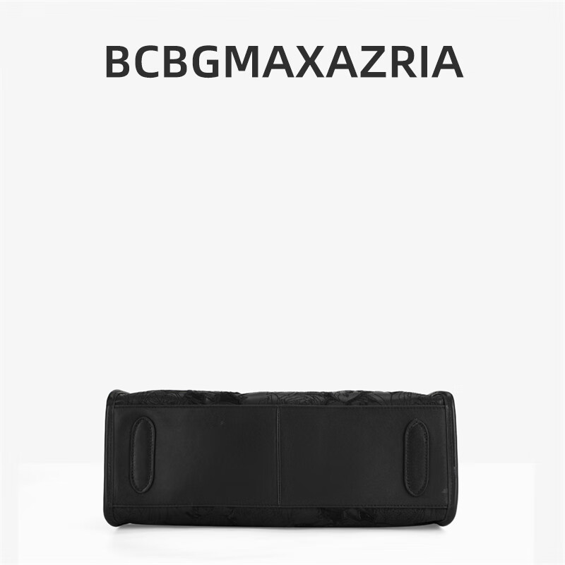 BCBG Max Azria【头层牛皮玫瑰雕花】手提女包轻奢大牌托特包2026新款单肩斜挎包 黑色(京仓直发)
