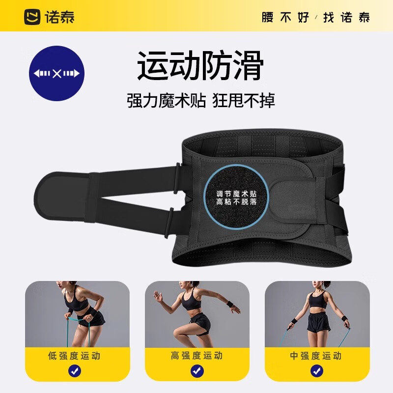 诺泰医用护腰带腰间盘突出 透气腰肌劳损腰围腰托保暖软硬双支撑F06 黑色L码(腰围66-85cm)1尺9-2尺5