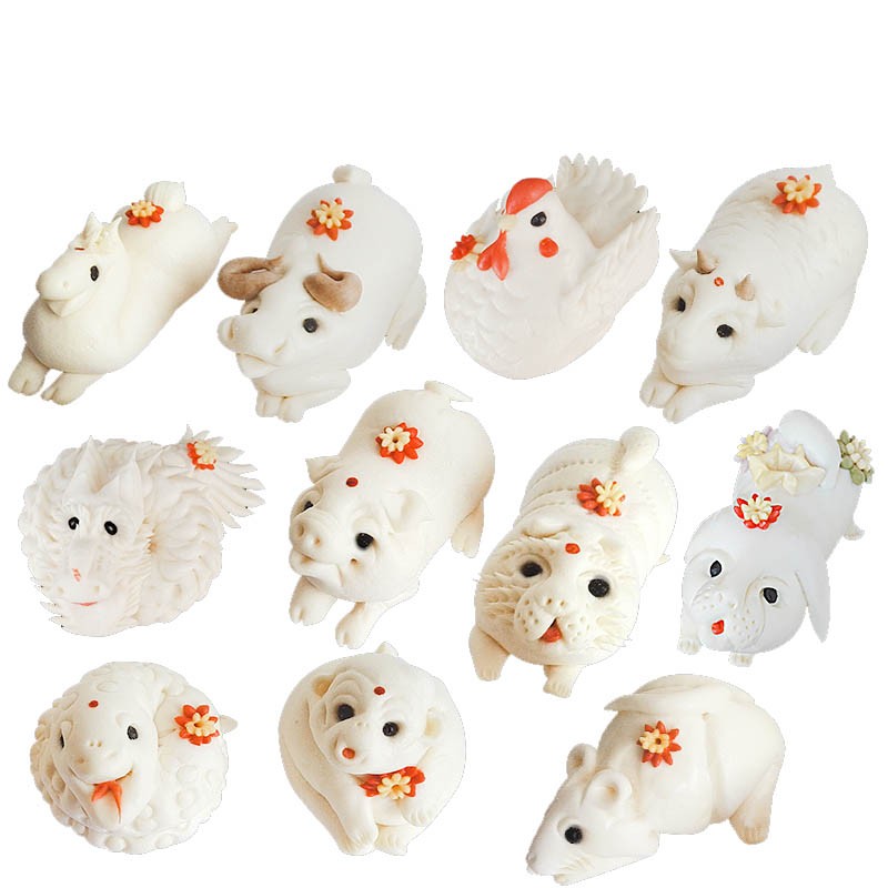 金穗朵花饽饽十二生肖属相面食馒头饽饽卡通馒头花馍馍单个饽饽 生肖