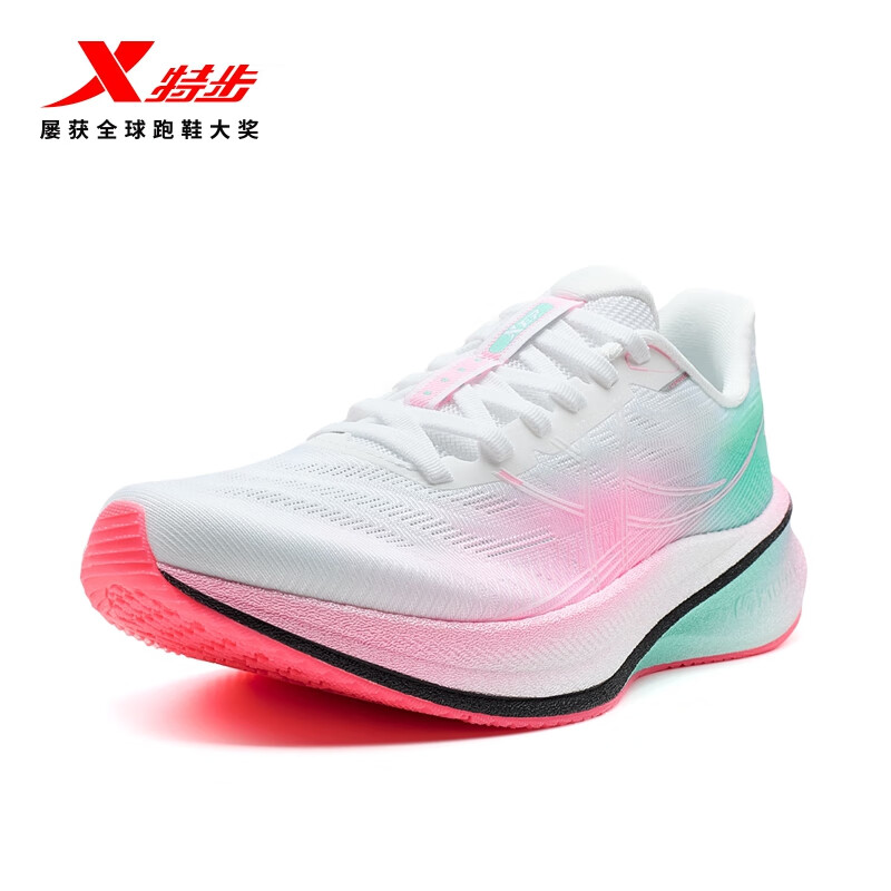 特步（XTEP）360X2.0LITE跑鞋男女鞋竞训马拉松减震轻弹训练跑步鞋舒适运动鞋 经典白/荧光樱粉/澈青蓝【女】 38