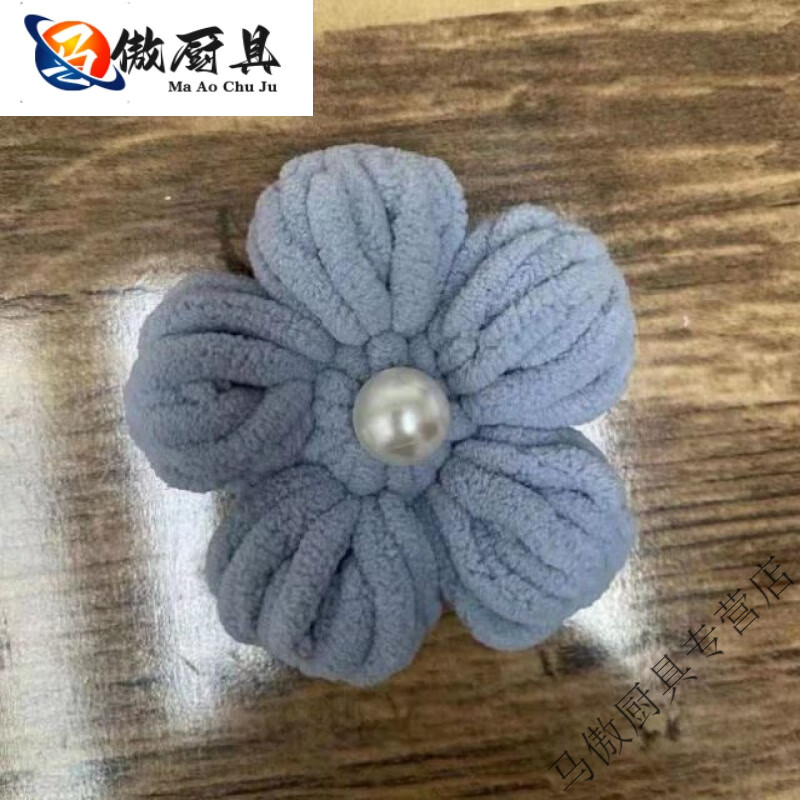 妙普樂2025新款貓尾巴毛線粗線條圍巾圍巾條線手指手工手工貓圍巾線diyd 單獨一個泡芙花灰色-Q9O成品【無
