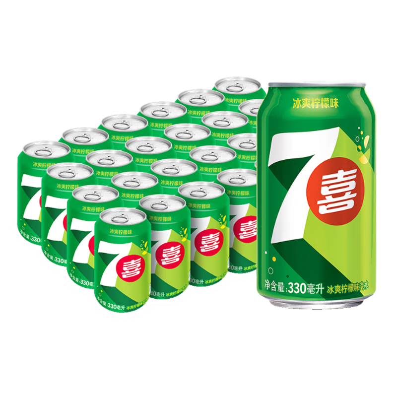 百事可樂(lè ) 七喜 7up 檸檬味 可樂(lè ) 汽水 碳酸飲料 整箱 330ml*24聽(tīng) 百事出品
