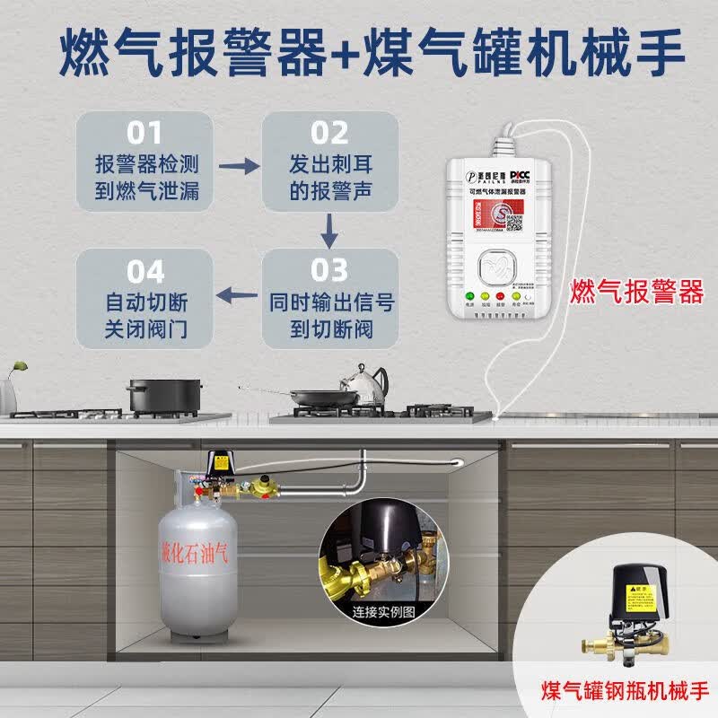 立可安燃气报警器天然气报警器家用厨房煤气液化气燃气泄漏自动切断阀 3C认证消防燃气报警器