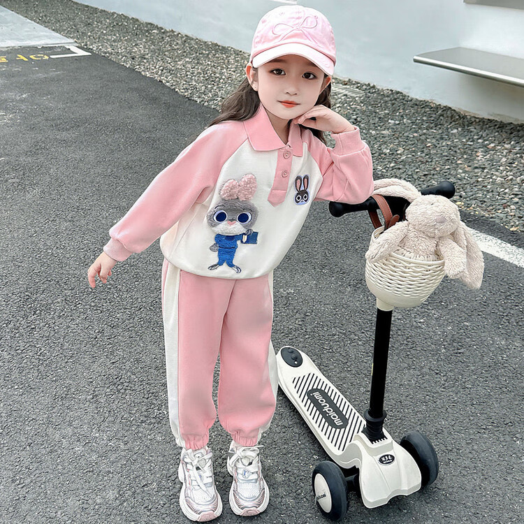 G.duck童装女童套装春秋季2025新款1-6岁女孩衣服卡通兔子儿童运动服装 兔子警官藏青色 110 （建议身高100cm 4-5岁）cm