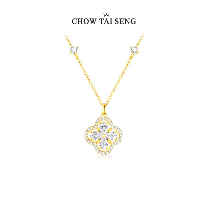 周大生四叶草项链纯银女生轻奢首饰百搭设计高级感锁骨链生日礼物送女友