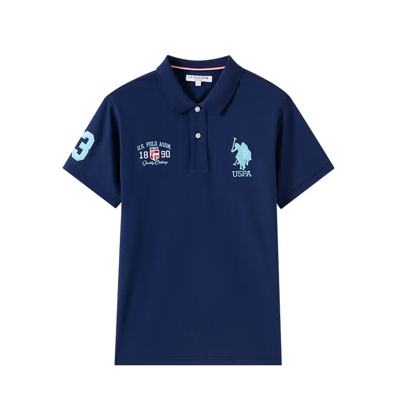 U.S. POLO ASSN.polo衫男夏季翻领t恤男短袖男士高端polo半袖男 藏蓝色 XL
