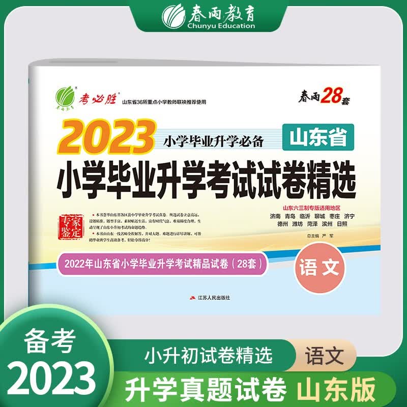 2023新版 山东省小学毕业升学考试试卷精选 语文 2023小升初山东省小学毕业升学用书 小学语文春雨28套山东省小考试卷 春雨教育