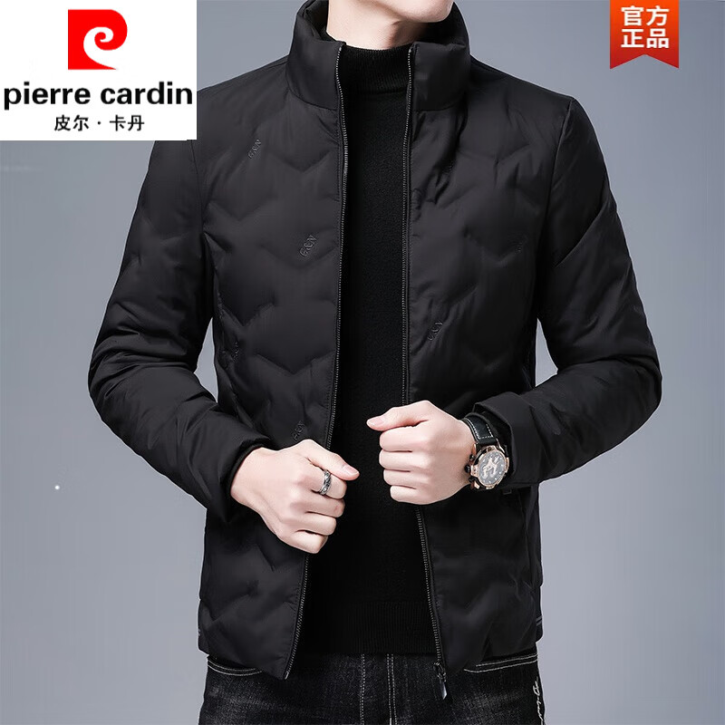 皮尔卡丹（pierre cardin）立领轻薄羽绒服男士2024新款韩版潮流保暖上衣休闲冬季白鸭绒外套 MTHH-MT-2092黑色 2XL
