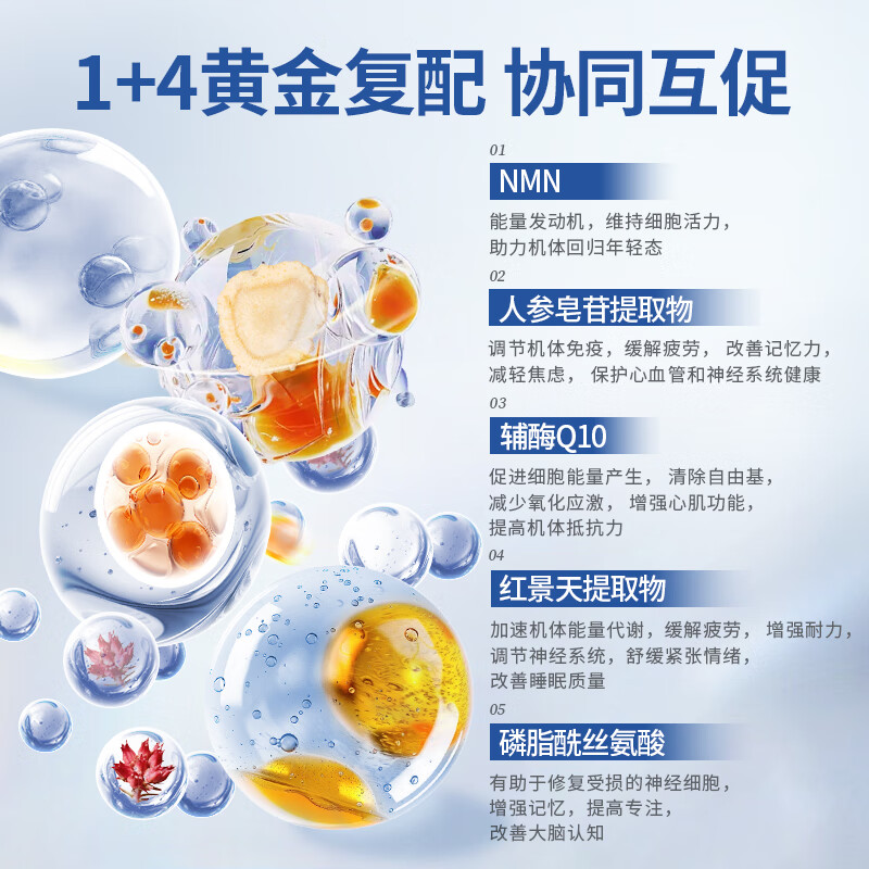 優倍可NMN18000男士尊享活力精力NAD+辅酶Q10人参皂苷红景天PS香港直邮