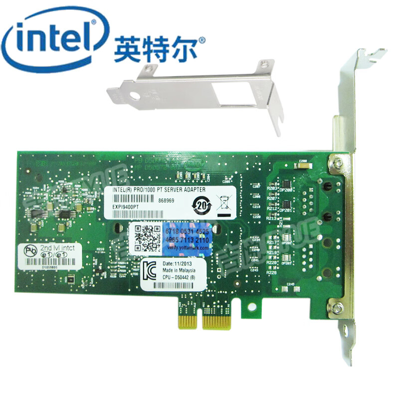 英特尔（Intel）PRO/1000PT千兆网卡EXPI9404PTBLK服务器PCI-E适配器原装 单口EXPI940