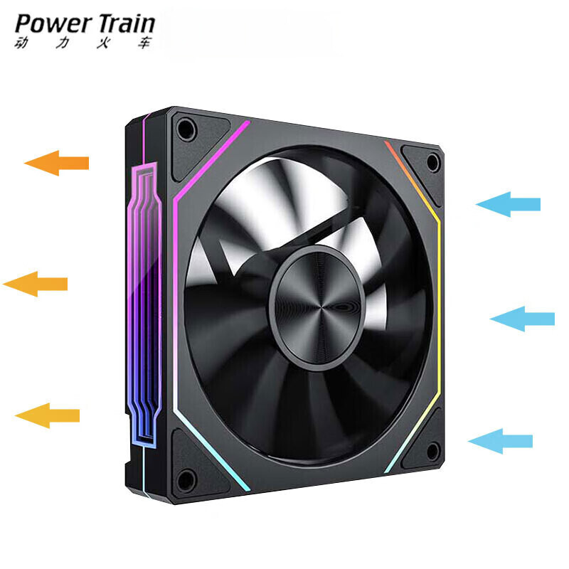动力火车（PowerTrain）4pro棱镜四代凤彩机箱风扇12cm台式机ARGB神光同步PWM串联棱镜6pro反叶4pin棱镜7pro电脑散热风扇 棱镜5PRO 正叶ARGB黑色