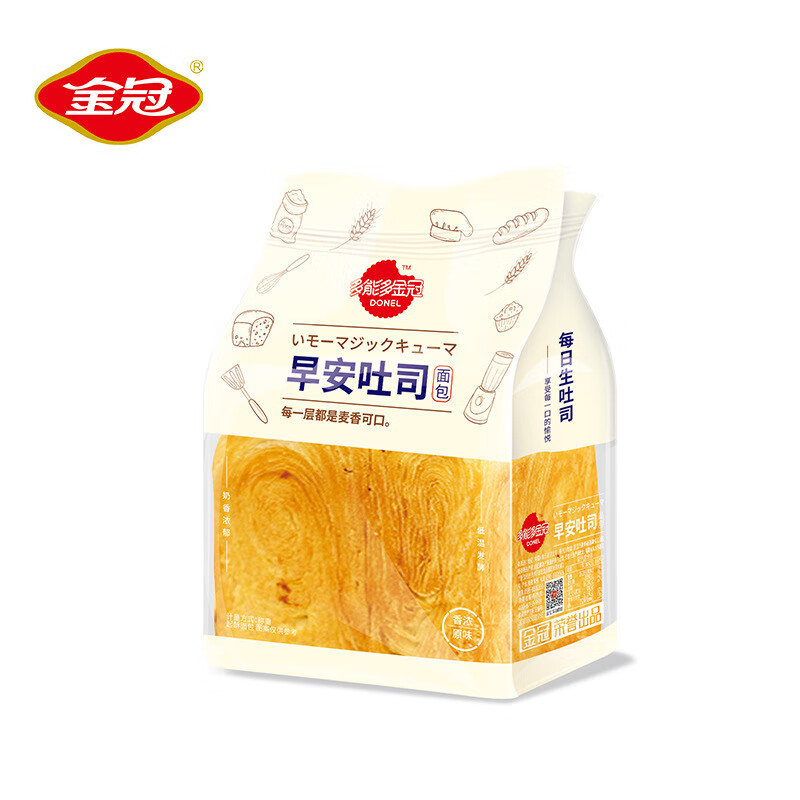 多能多金冠（DONEL）金冠魔方早安吐司奶香手撕面包整箱蛋糕 2kg 早安吐司原味*1箱【约24个】